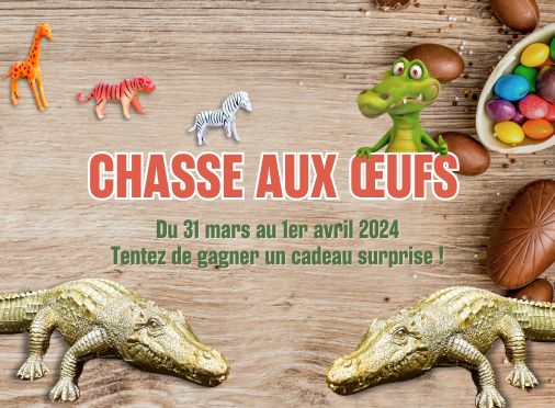 Chasse aux oeufs. Week-end de Pâques 2024. La Ferme aux Crocodiles - Réserve Tropicale à Pierrelatte